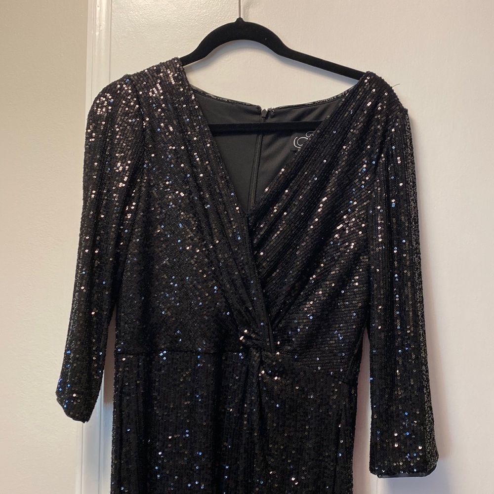 Black Sequins Full Length Alex Evenings Dress 12